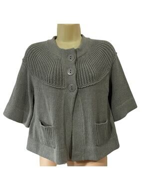 Apt.9 Petite Size PS Gray Retro Cardigan Sweater Cropped Y2K